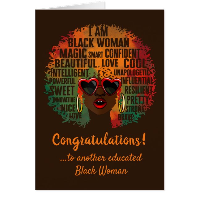 Ich bin Black Woman Brown Abschluss Card (Vorne)