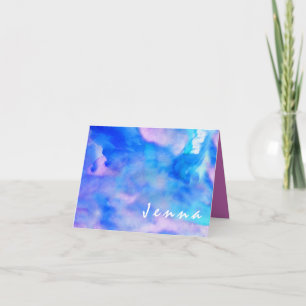 Ich bin BLAU WATERCOLOR Bat Mitzvah Danke Karte