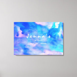 Ich bin BLAU WATERCOLOR Bat Mitzvah Sign in Board Leinwanddruck