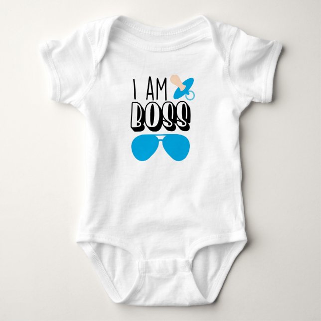 Ich bin Boss Funny Baby Boy Print Strampler (Vorderseite)