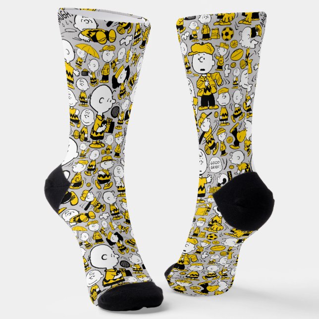 Ich bin Charlie Brown Pattern Socken (Gewinkelt)