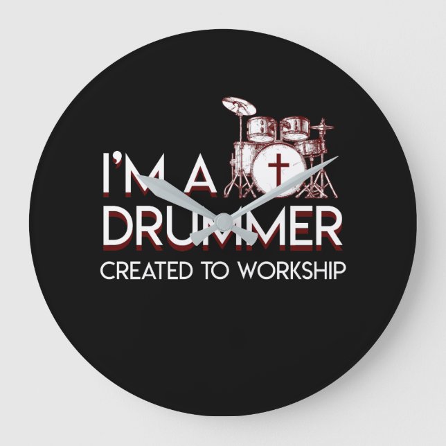 Ich bin Christlicher Drummer, der zum Anbeten ersc Große Wanduhr (Vorderseite)