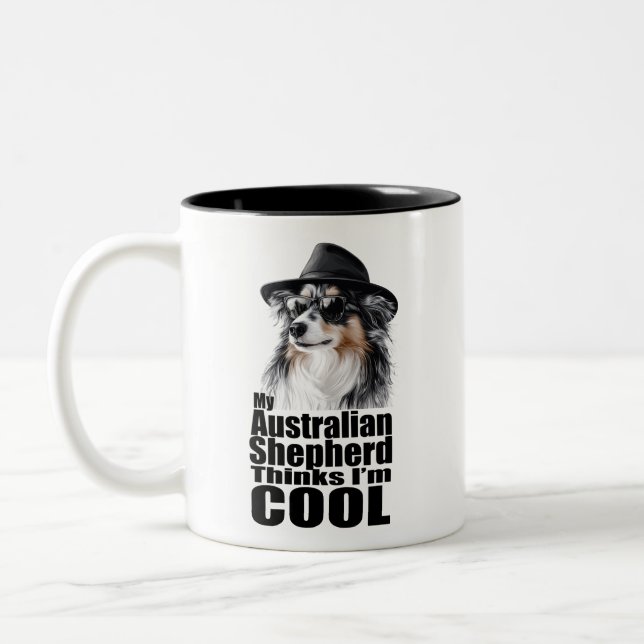 Ich bin Cool Australischer Schäferhund Zweifarbige Tasse (Links)