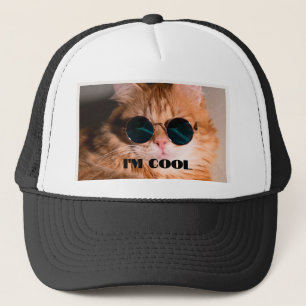 Ich bin Cool Katze mit Kühlglas Tierkappe Truckerkappe