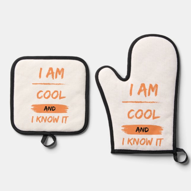 Ich bin cool und weiß es ofenhandschuh & Topflappen-Set (Vorderseite)
