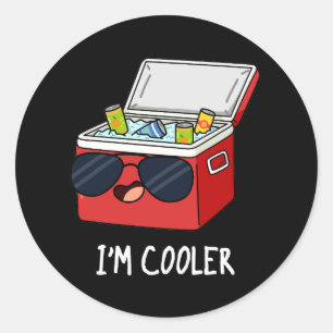 Ich bin Cooler Funny Ice Cooler Box Pun Dark BG Runder Aufkleber