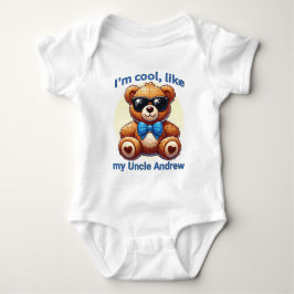Ich bin Cooler Teddy Bär mit Blue Bow, anpassbar Baby Strampler