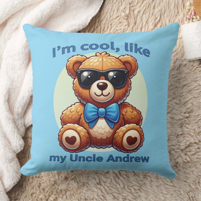 Ich bin Cooler Teddy Bär mit Blue Bow, anpassbar Kissen (Decke)