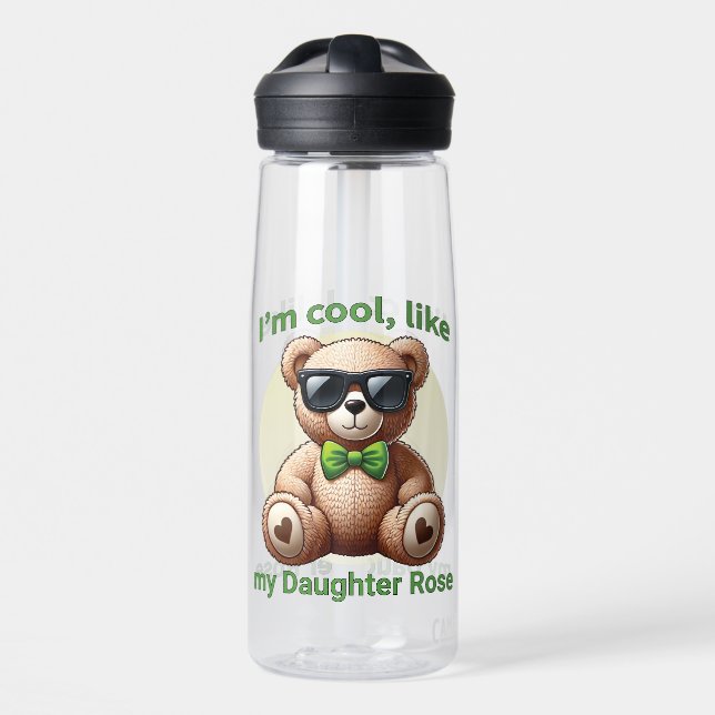Ich bin Cooler Teddybär mit einem grünen Bow, der  Trinkflasche (Vorne)