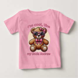 Ich bin Cooler Teddybär mit rosa Bow, anpassbar Baby T-shirt