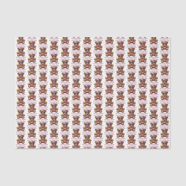 Ich bin Cooler Teddybär mit rosa Bow, anpassbar Seidenpapier (Vorderseite)