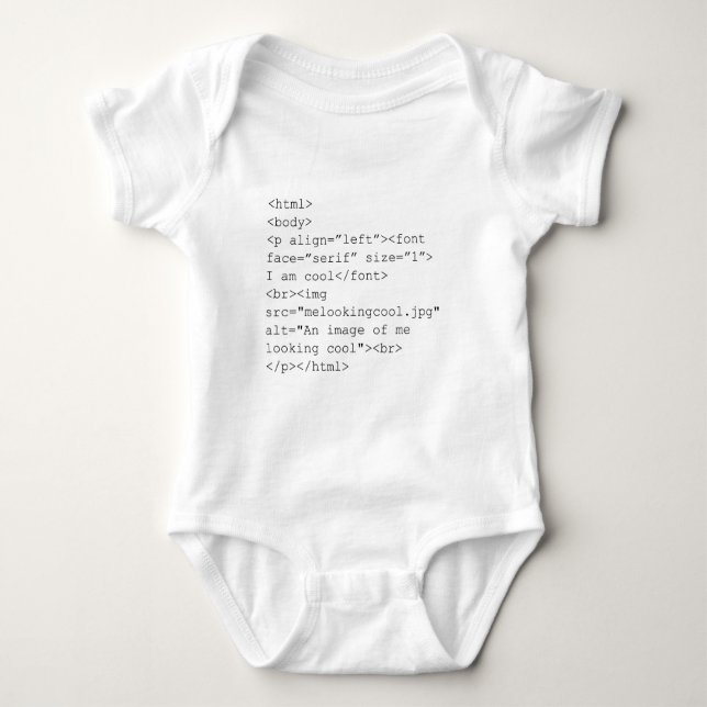 "Ich bin cooles" HTML-Kodierungs-T-Shirt Baby Strampler (Vorderseite)