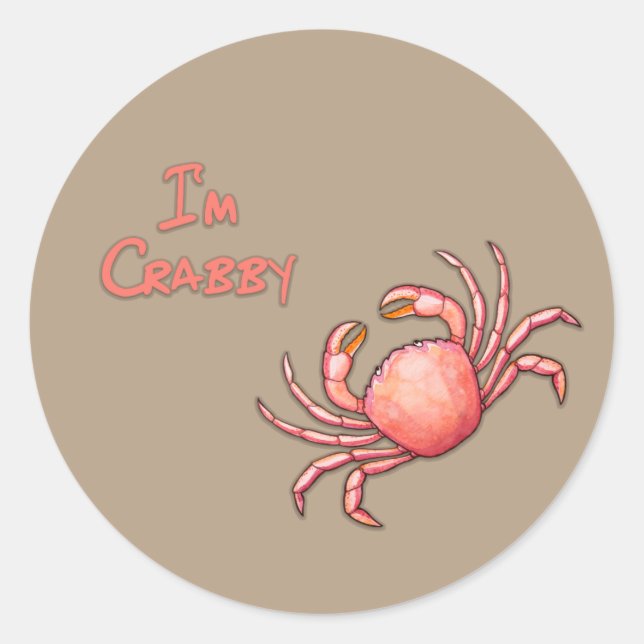 Ich bin Crabby Runder Aufkleber (Vorderseite)