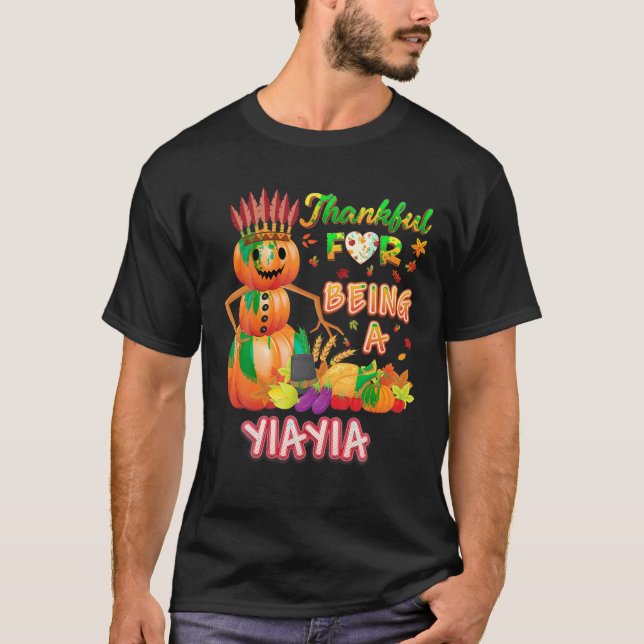 Ich bin dankbar, dass ich ein Yiayia Pumpkin Fall  T-Shirt (Vorderseite)