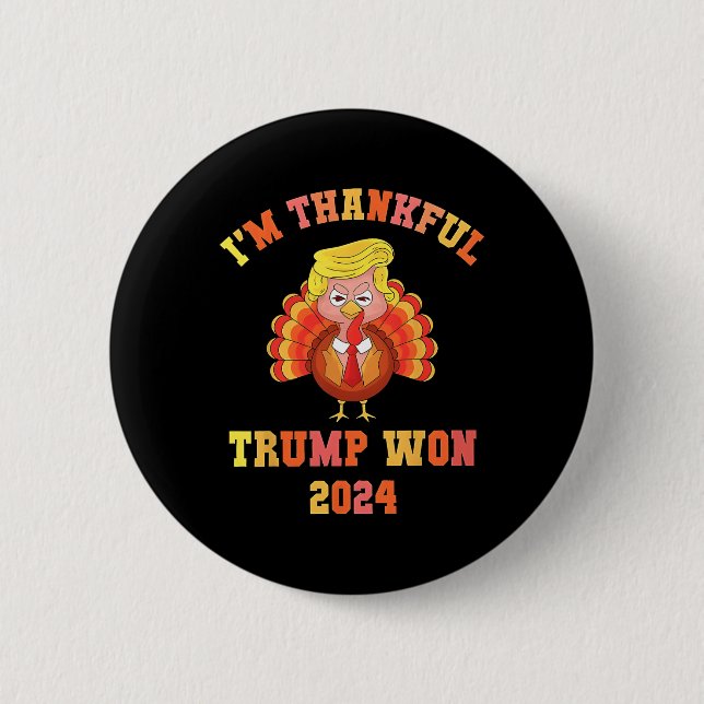 Ich bin dankbar, dass Trump 2024 den Erntedank Tür Button (Vorderseite)