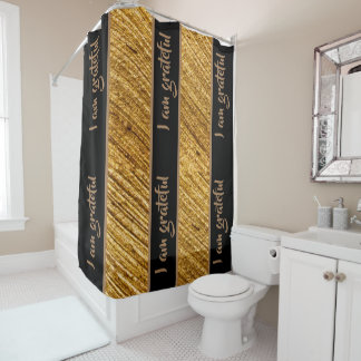 Ich bin dankbar Duschvorhang Gold Brown Design