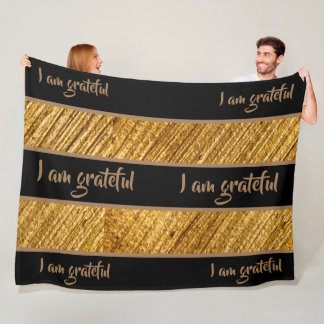 Ich bin dankbar Fleece Blanket Gold Brown Moderne