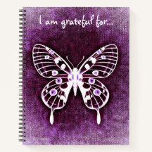 Ich bin dankbar für Lila Butterfly Large Notebook