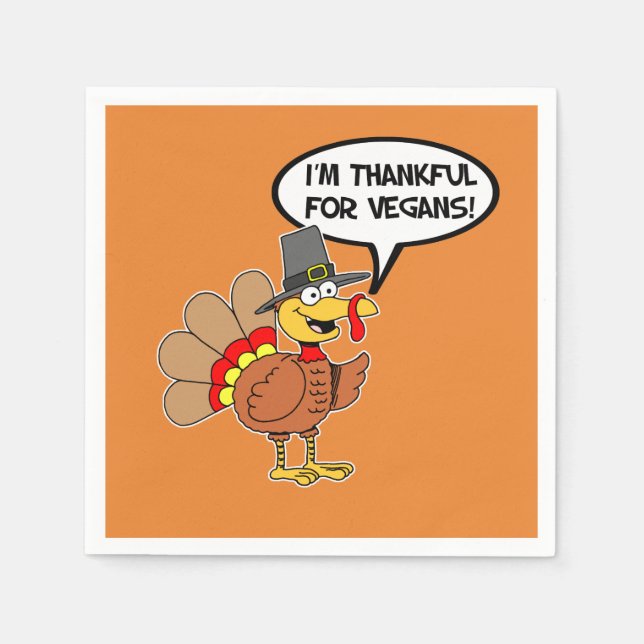 Ich bin dankbar für Veganer Türkei Cartoon Napkins Serviette (Vorderseite)