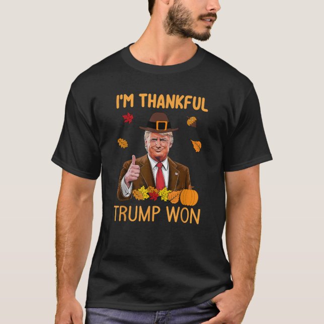 Ich bin dankbar Trump gewann Erntedank Türkei fäll T-Shirt (Vorderseite)