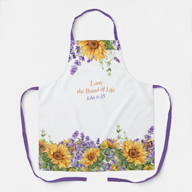 Ich bin das Brot des Lebens Sonnenblumen Schürze (Vorderseite)