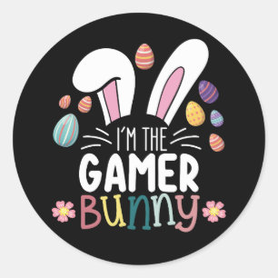 Ich bin das Gamer Bunny Gaming Osterpassende Runder Aufkleber