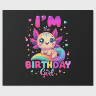 Ich bin das Geburtstagsmädchen Axolotl Geschenkpapier