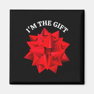 "Ich bin das Geschenk" Oversized Red Bow Fun Chris Magnet