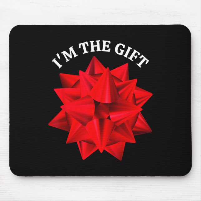 "Ich bin das Geschenk" Oversized Red Bow Fun Chris Mousepad (Vorne)