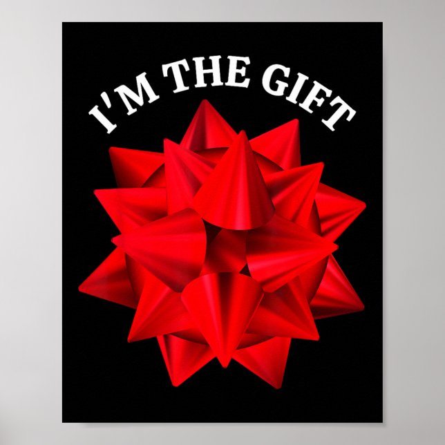 "Ich bin das Geschenk" Oversized Red Bow Fun Chris Poster (Vorne)