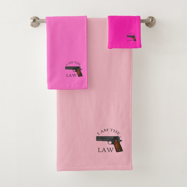Ich bin das Gesetz mit einem Handgewehr (pink) Badhandtuch Set (Insitu)