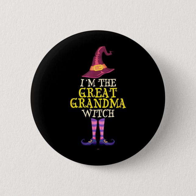 Ich bin das großartige Hexenkostüm der Oma Hallowe Button (Vorderseite)