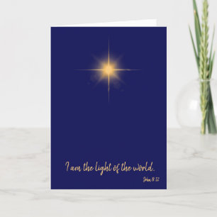 Ich bin das Licht der Welt goldener Stern blauer H Feiertagskarte