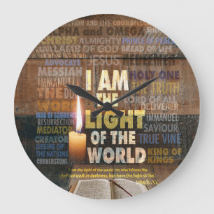 Ich bin das Licht der Welt - John 8:12 Große Wanduhr