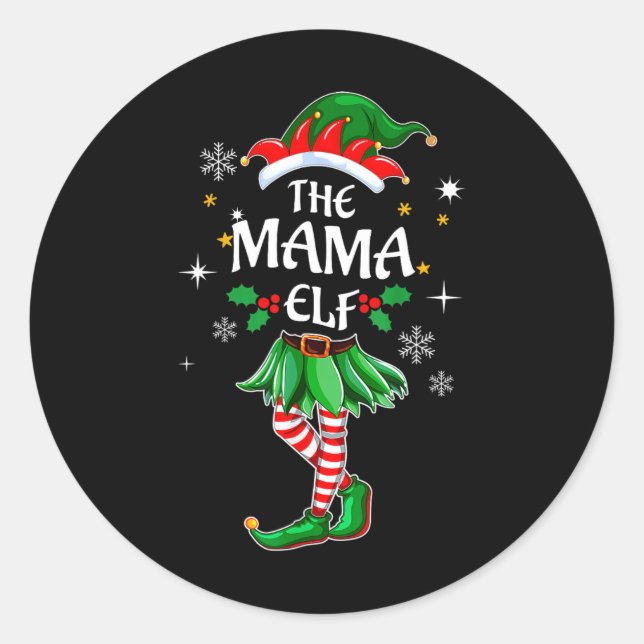 Ich bin das Niedliche Weihnachtsfest der Mama Elf Runder Aufkleber (Vorderseite)