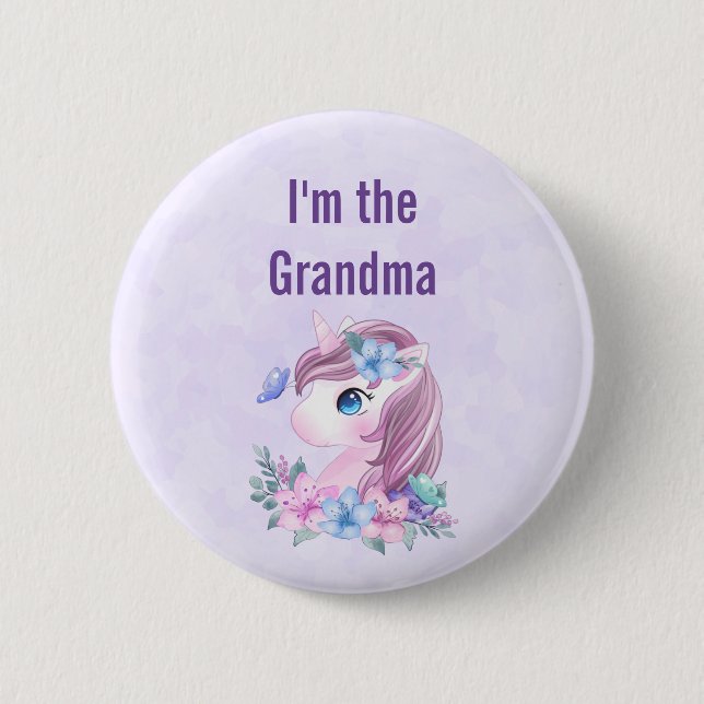 Ich bin das Oma Niedlich & Magical Baby Unicorn Button (Vorderseite)
