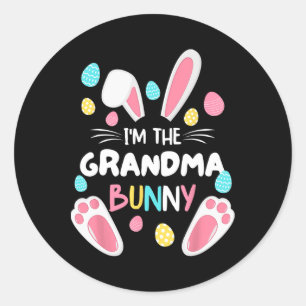 Ich bin das Osterfest-Party der Großmutter-Bunny M Runder Aufkleber
