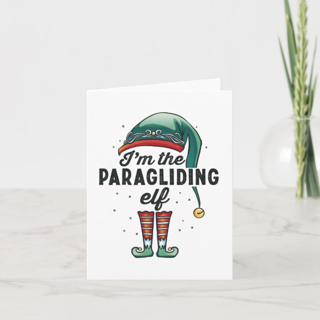 Ich bin das Paragliding Elf Weihnachtsgeschenk Wei Karte (Vorderseite)