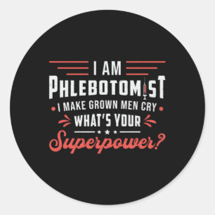 Ich bin das phlebotomistische Superpower Phlebotom Runder Aufkleber