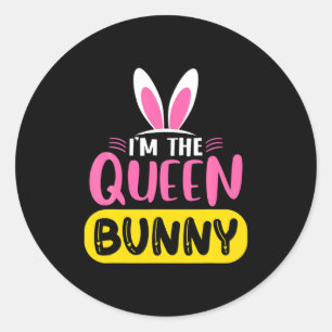 Ich bin das Queen Bunny Rabbit Ears Ei Lustiges Os Runder Aufkleber