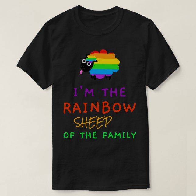 Ich bin das Regenbogenschaf der Familie T-Shirt (Design vorne)