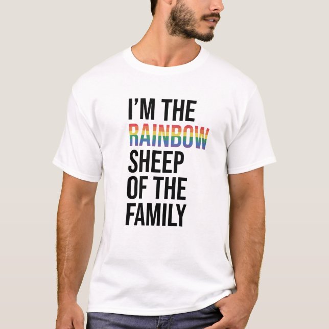 Ich bin das Regenbogenschaf der Familie, Weiß T-Shirt (Vorderseite)