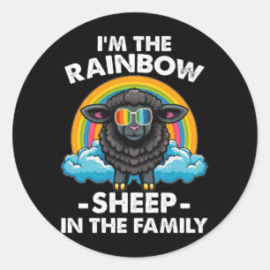 Ich bin das Regenbogenschaf in der Familie Pride M Runder Aufkleber