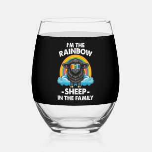 Ich bin das Regenbogenschaf in der Familie Pride M Weinglas Ohne Stiel