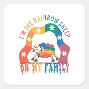Ich bin das Regenbogenschaf meiner Familie - Pride Quadratischer Aufkleber