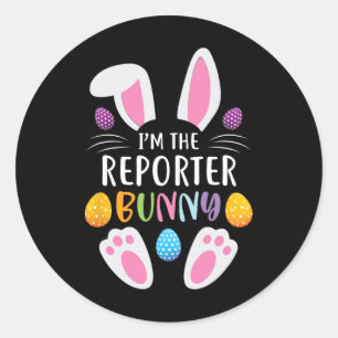 Ich bin das Reporter Bunny Funny Funny Ostertag Ra Runder Aufkleber