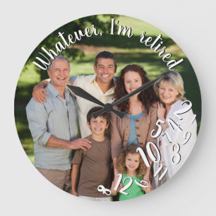 Ich bin das Rustikale Wood Funny Retirement Foto Große Wanduhr