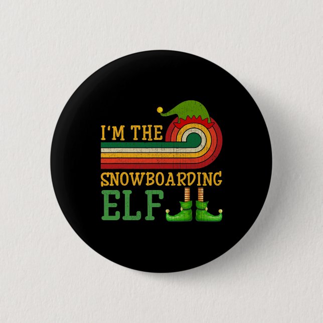 Ich bin das Snowboarding Elf Matching Group Xmas P Button (Vorderseite)
