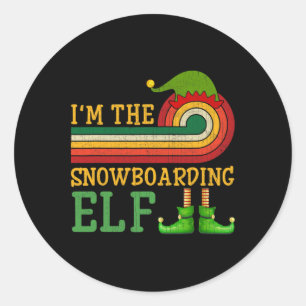 Ich bin das Snowboarding Elf Matching Group Xmas P Runder Aufkleber