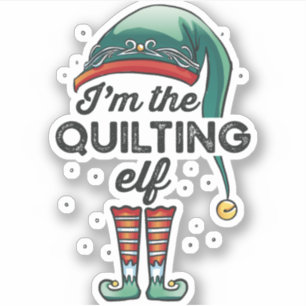 Ich bin das Weihnachtsgeschenk des Quilting Elf We Aufkleber